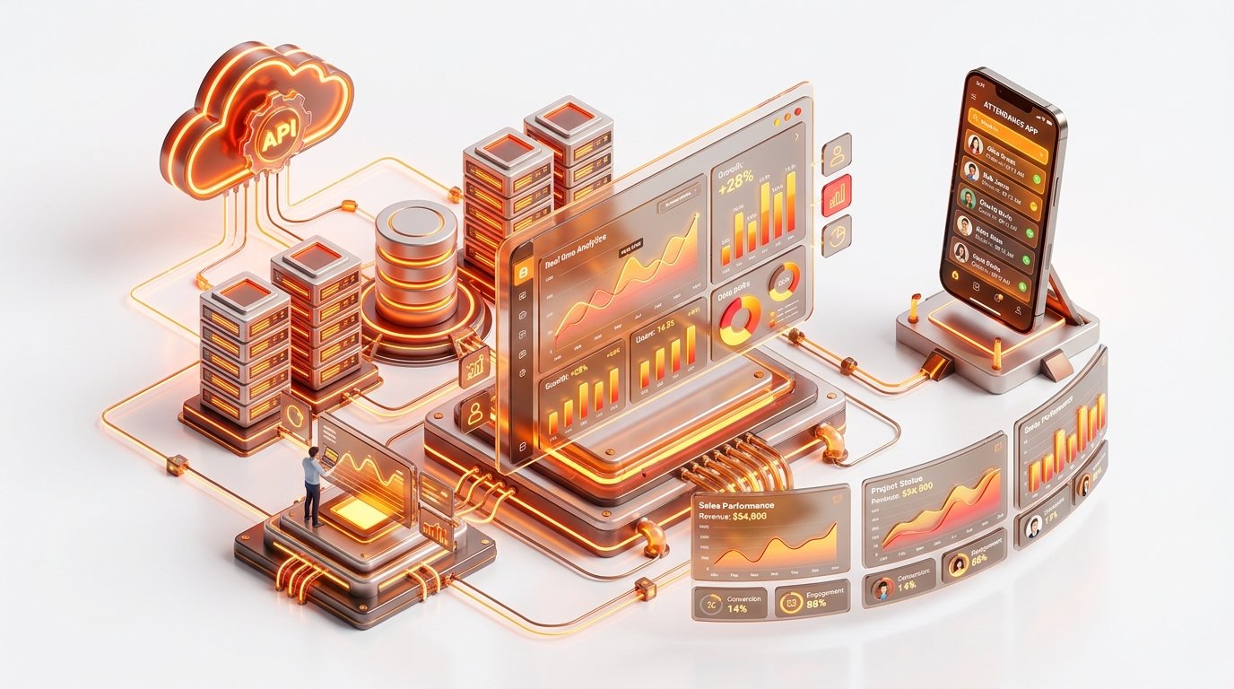 Ilustrasi 3D Sistem Informasi Berbasis Cloud Globalz